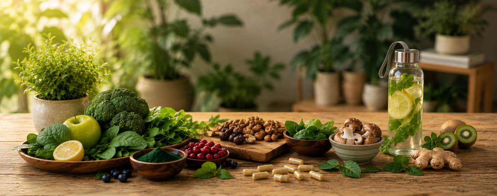 Natural wellness ingredients supporting energy detox digestive health and immune wellness
